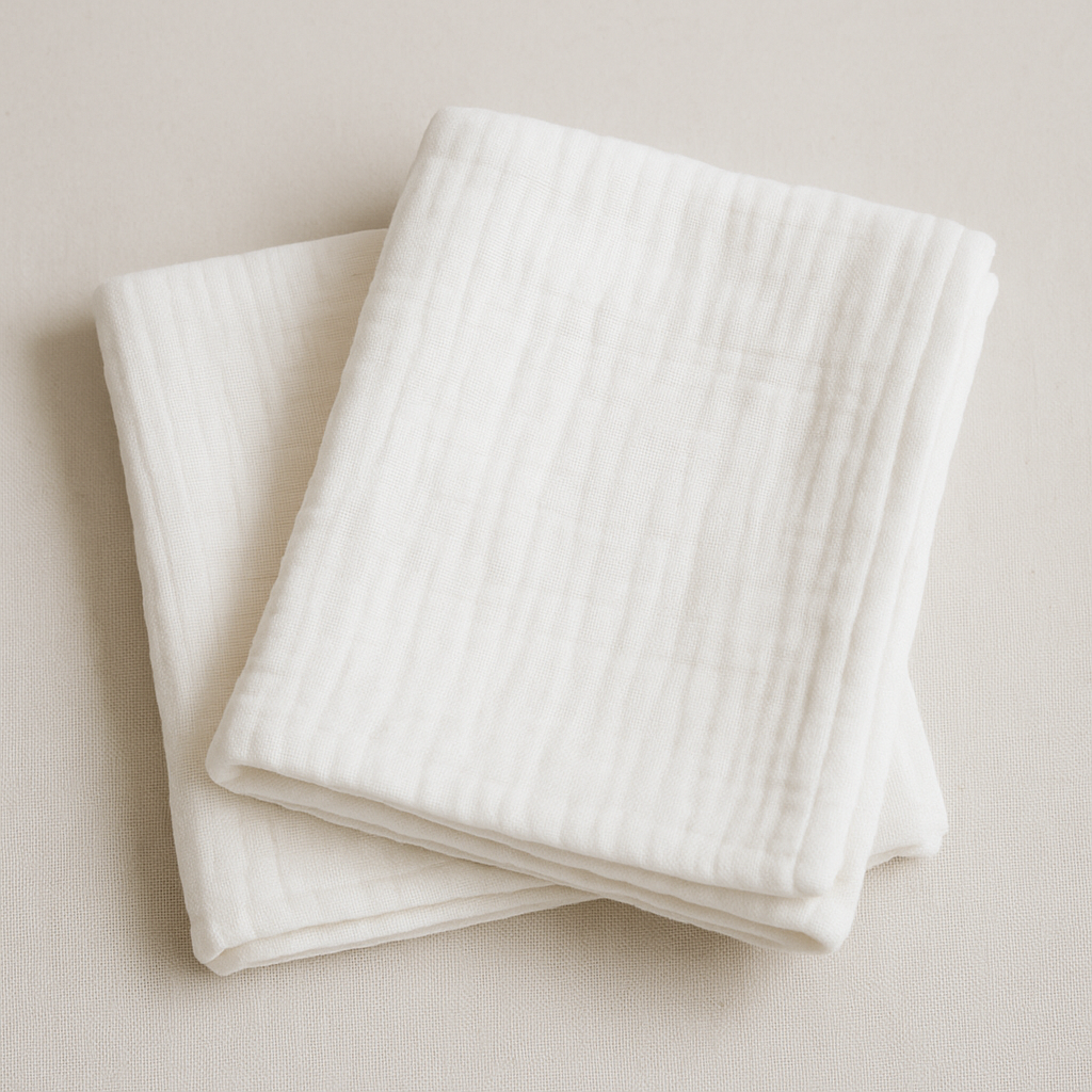 Duo de Langes Double Gaze de Coton Blanc