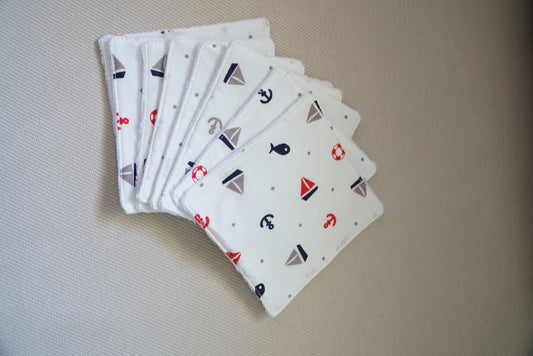 Pack 8 Lingettes Lavables Petits Bateaux