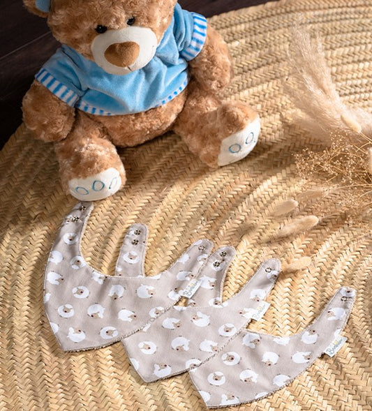 Pack de 3 Bavoirs Bandana Mouton beige