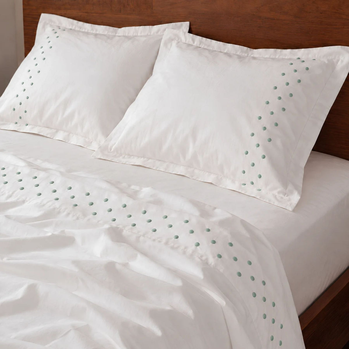 Ensemble Drap 2 Places + Taies brodé Maman - Vert Eau