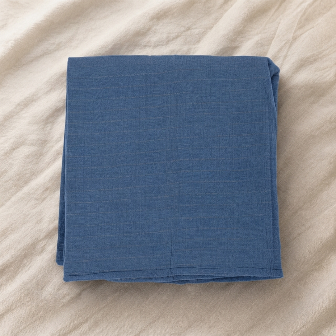 Maxi lange 100 x 100 cm Gaze Bleu Rayé