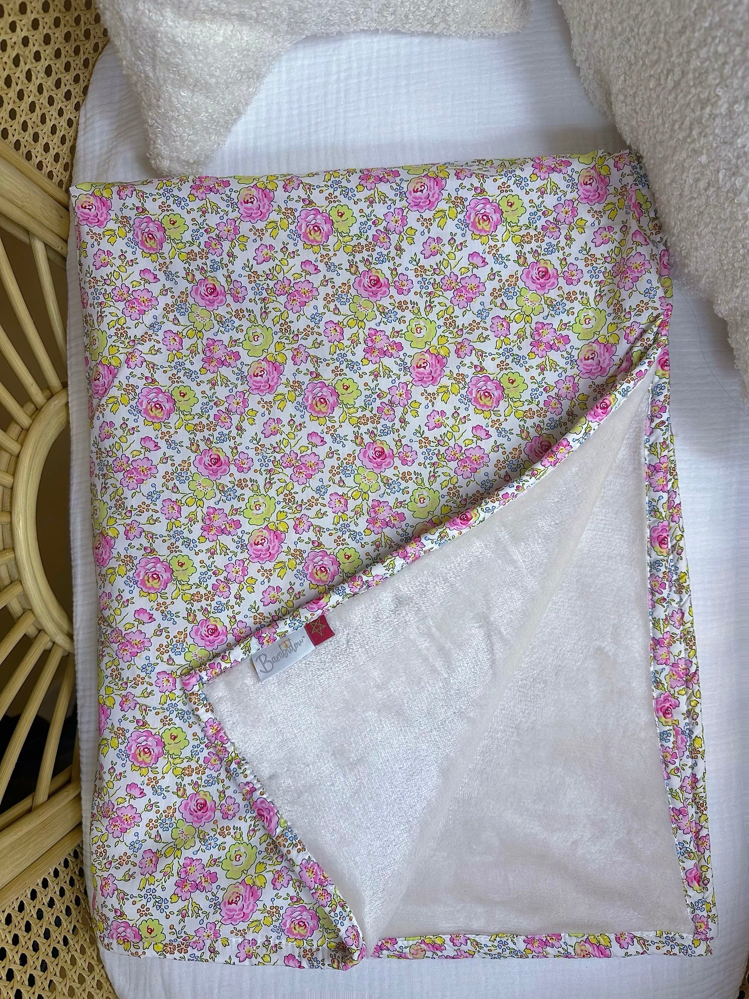 Couverture Liberty Félicité Rose 80x100 cm arrière Polaire