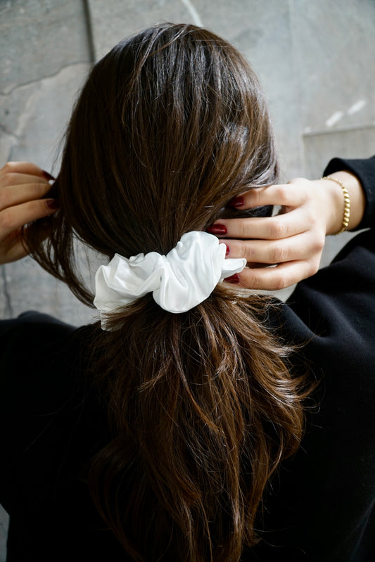 Chouchou en soie  Blanc