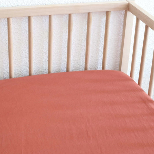 Drap housse lit 60 cm x 120 cm Terracotta