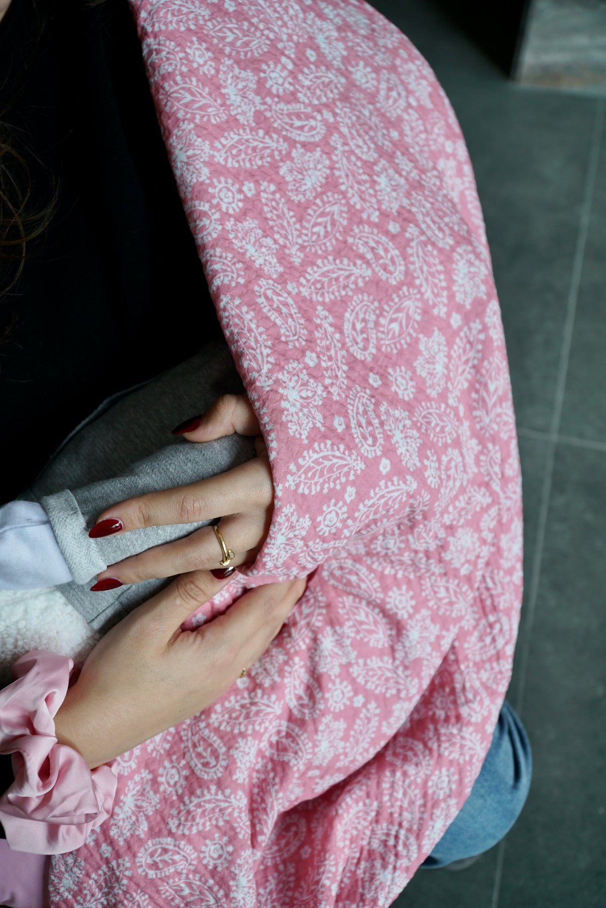 Maxi lange 100 x 100 cm Double Gaze de Coton Rose