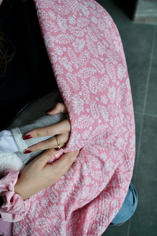 Maxi lange 100cm x 100cm Double Gaze de Coton Rose