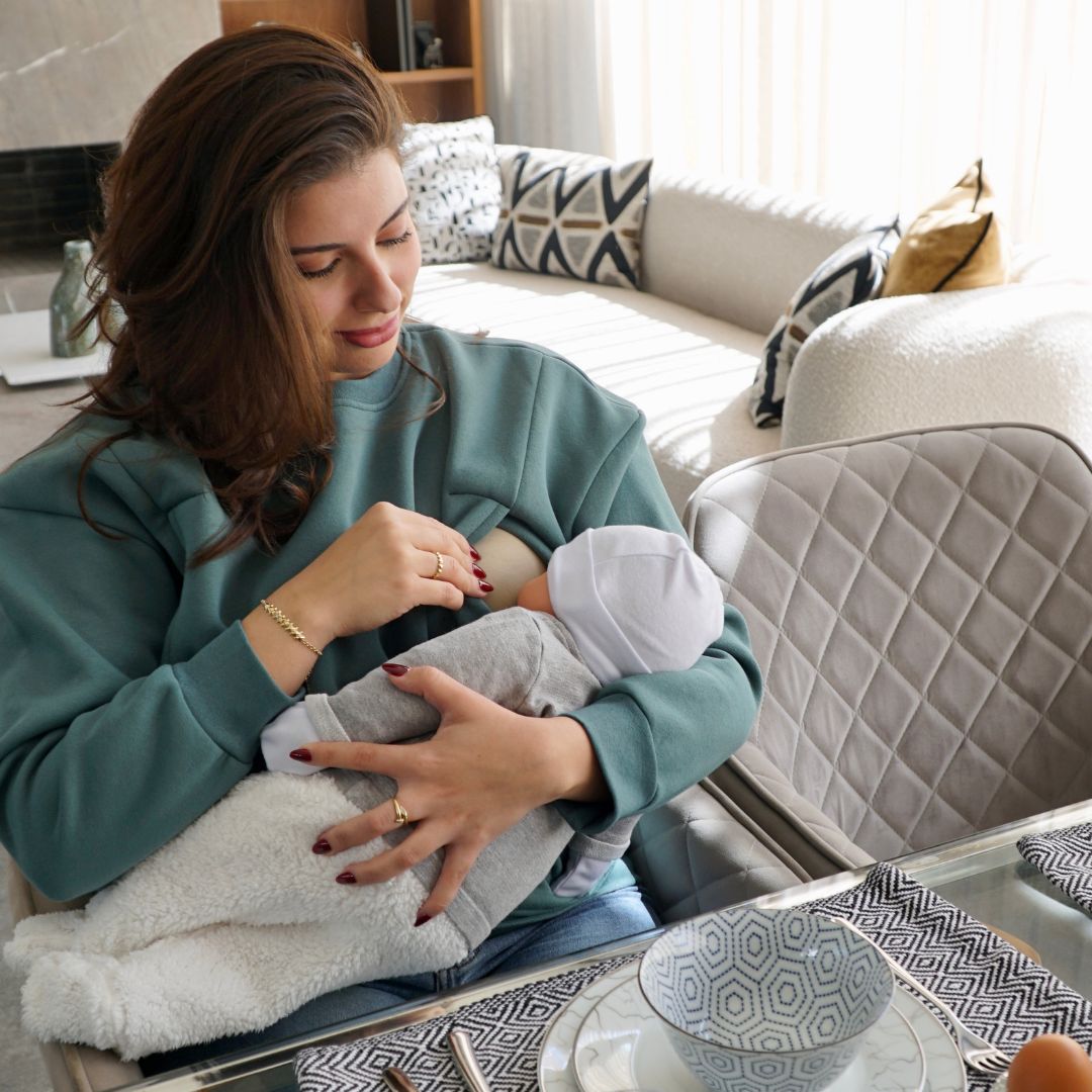 Sweat d'allaitement et grossesse Vert Sauge