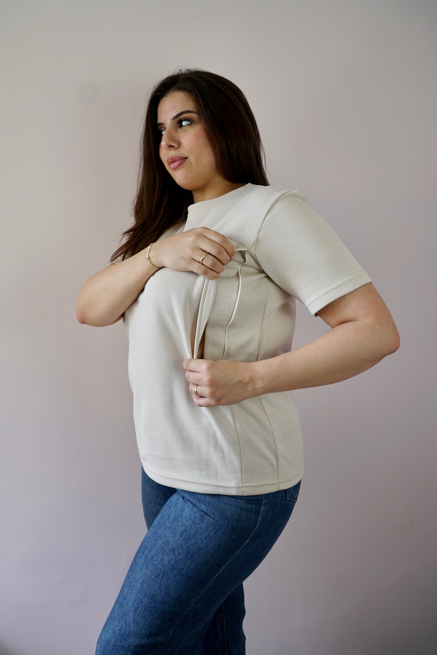 T-Shirt d'allaitement Beige