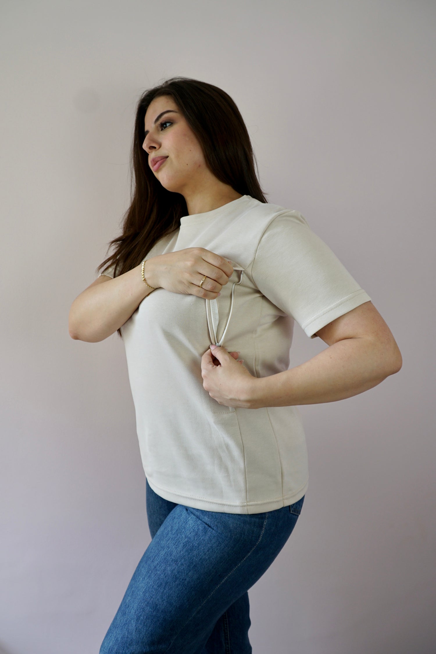 T-Shirt d'allaitement Beige