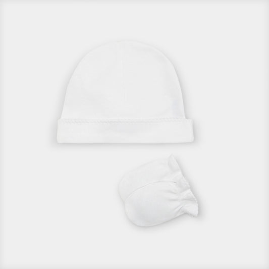 Ensemble bonnet et moufles bébé