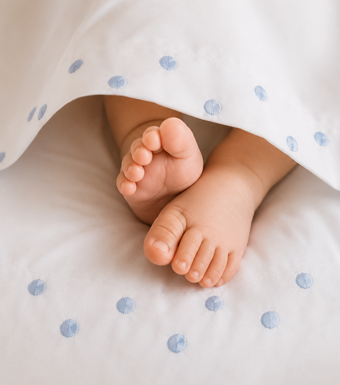 Ensemble Drap + Coussin Naissance Brodé Bleu Ciel
