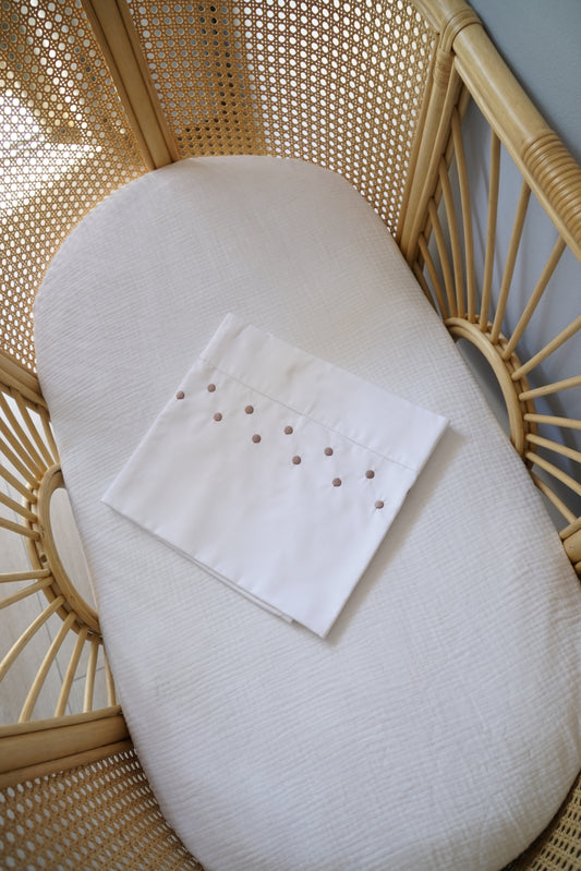 Drap Naissance Brodé Pois Beige