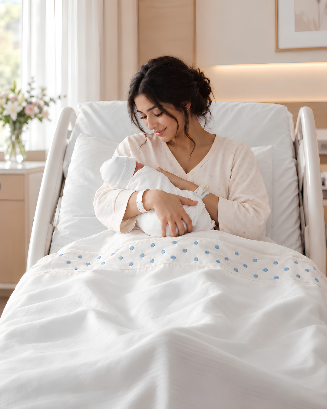 Drap Plat 1 Place Clinique + Taie - Bleu Ciel