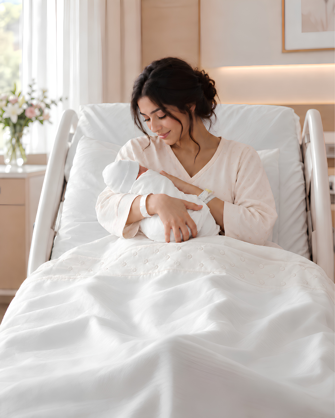 Drap Plat 1 Place Clinique + Taie - Ton sur Ton Blanc