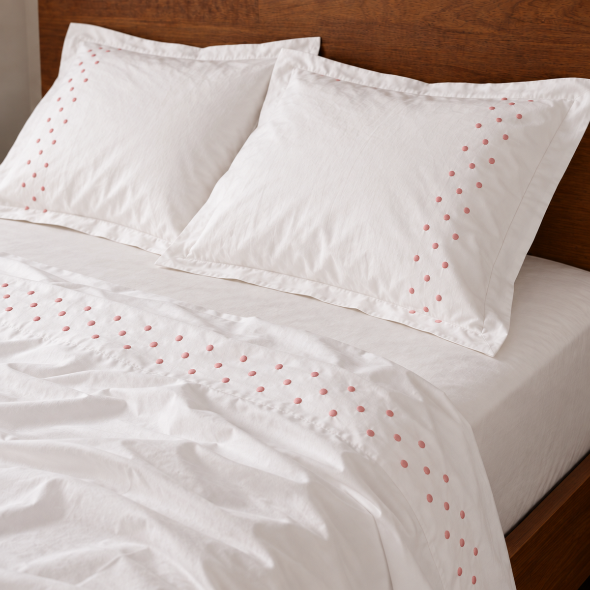 Ensemble Drap 2 Places + Taies brodé Maman - Rose Poudre