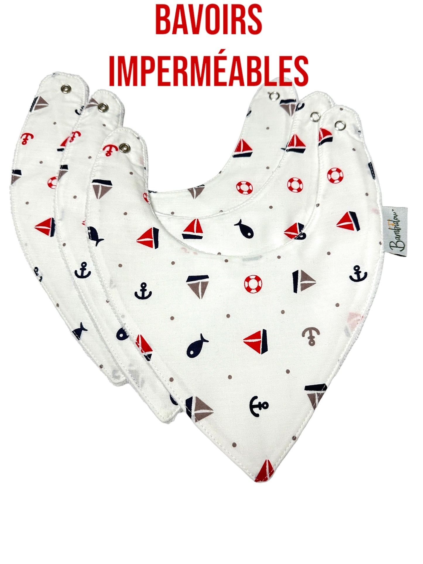 Pack 3 Bavoirs Bandana Imperméable Petits Bateaux