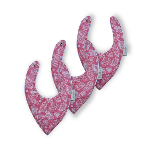 Pack 3 Bavoirs Bandana Gaze Rose