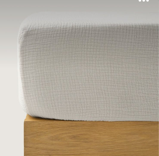 Drap Housse 70 cm x 140 cm Gaze de coton Blanc