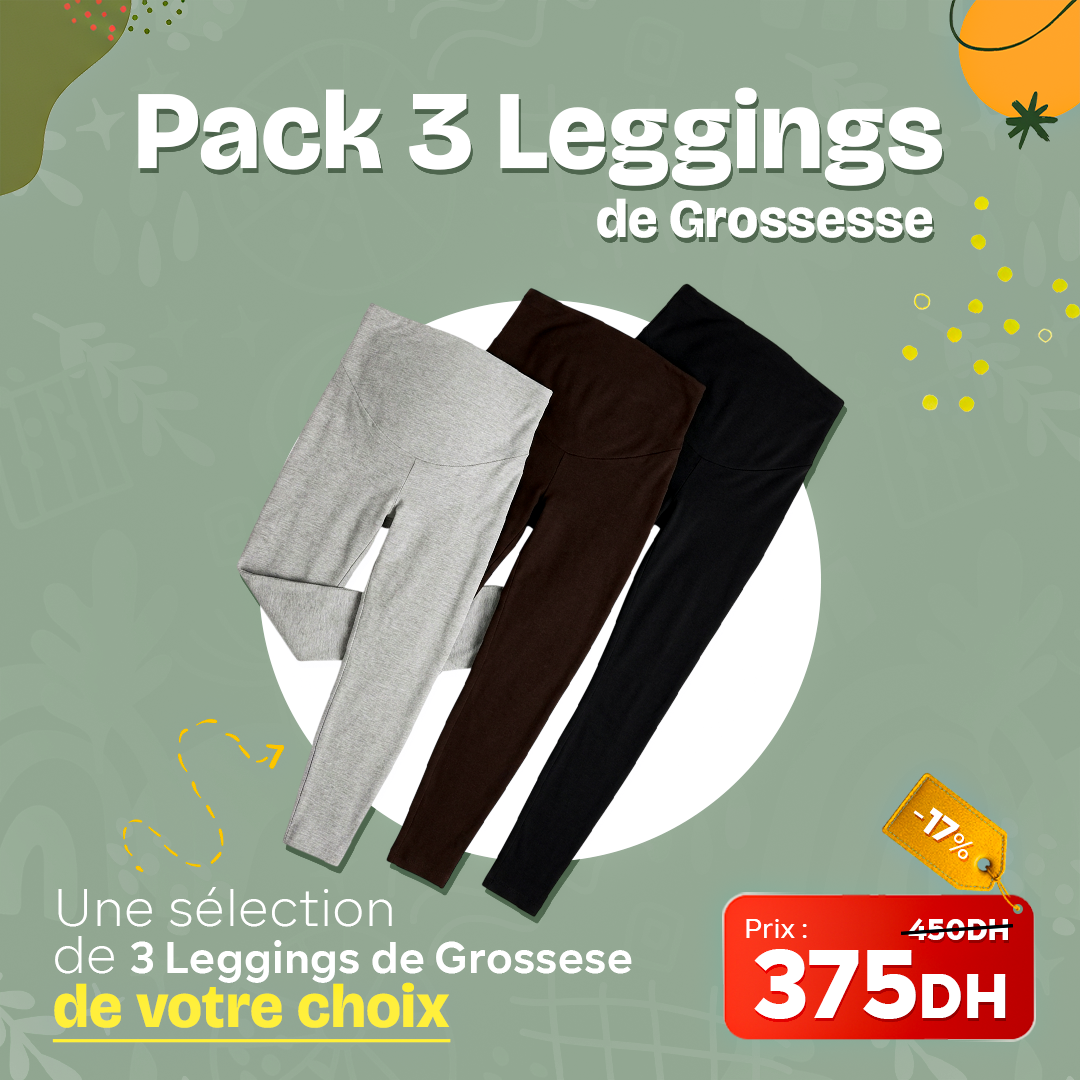 Pack 3 Leggings de Grossesse (Coloris au choix) ✨