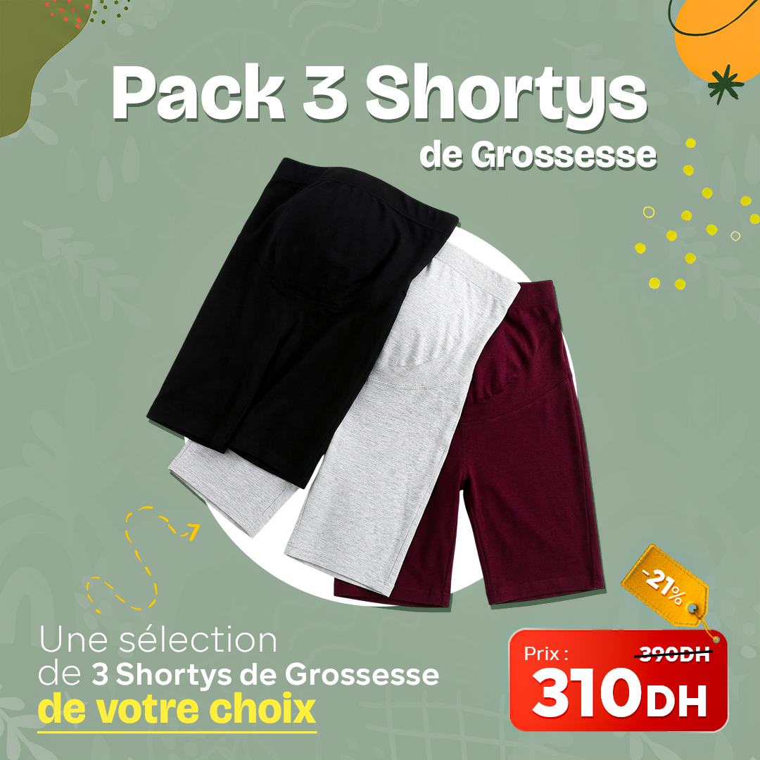 Pack 3 Shortys de Grossesse (Coloris au choix) ✨