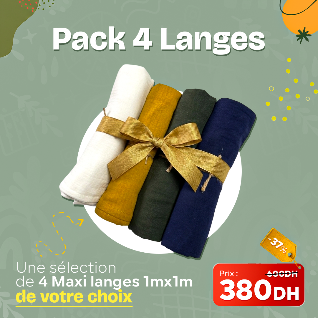 Pack 4 Maxi Langes 100cm x 100cm (À votre choix) ✨
