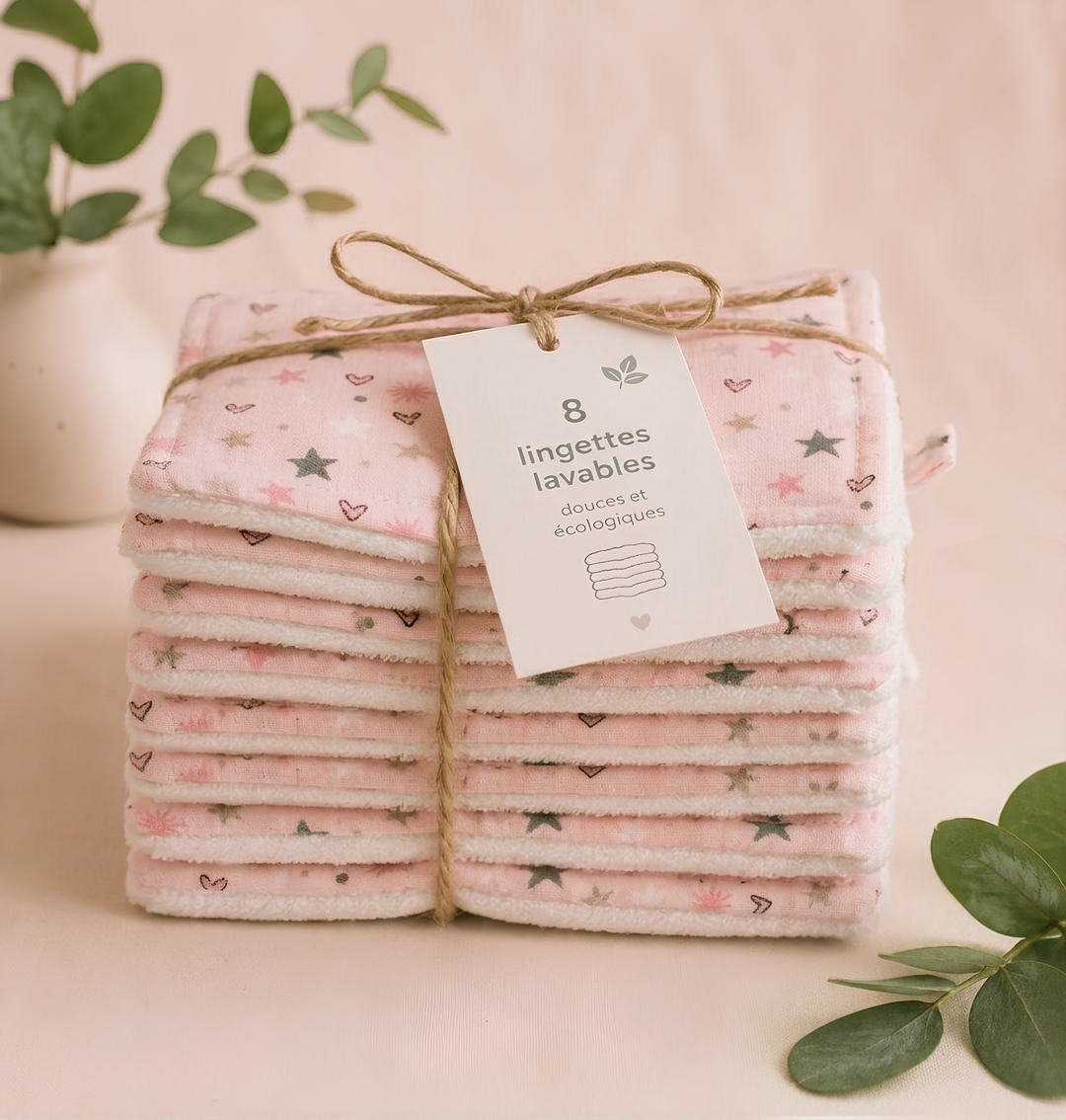 Pack 8 Lingettes Etoile Rose