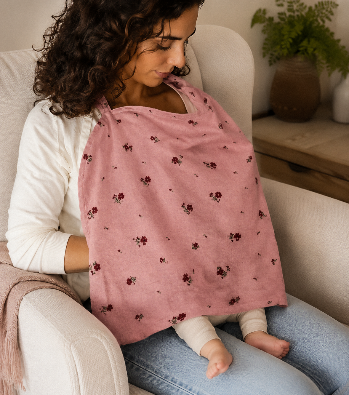 Tablier d'allaitement Gaze Rose