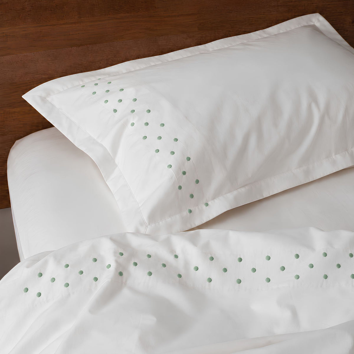 Ensemble Drap 2 Places + Taies brodé Maman - Vert Eau