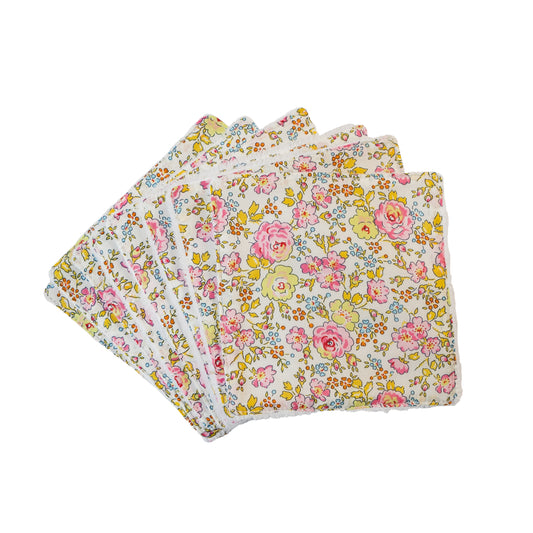 8 Lingettes Lavables Liberty Félicité Rose